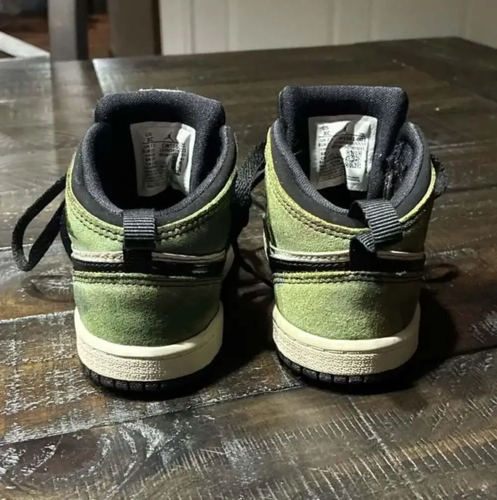 Jordan Air Jordan 1 Mid SE Camo Toddler (TD) Black/Medium Olive CW5561-001 Size